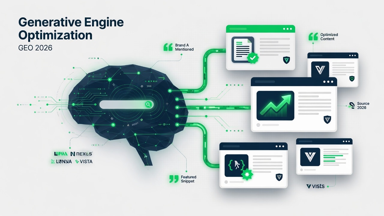 Generative Engine Optimization — minh họa GEO 2026 cho SME Việt Nam, Knowledge Hub MYB Media 2026