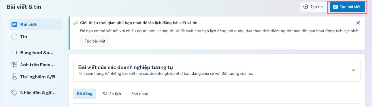 cách lên lịch bài viết trên fanpage